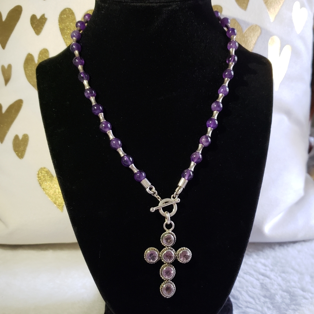 Amethyst Necklace with Cross